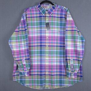 Polo Ralph Lauren Oxford Shirt Mens 4XLT Colorful Plaid Long Sleeve Button New